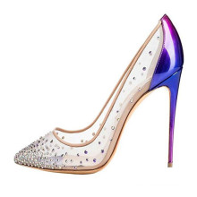 purple mesh upper rhinestone embellishment 12cm stiletto heel dress shoes for women